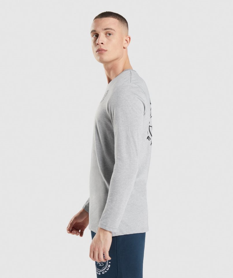 Men's Gymshark Legacy Long Sleeve T-Shirts Light Grey | CA 031DN8